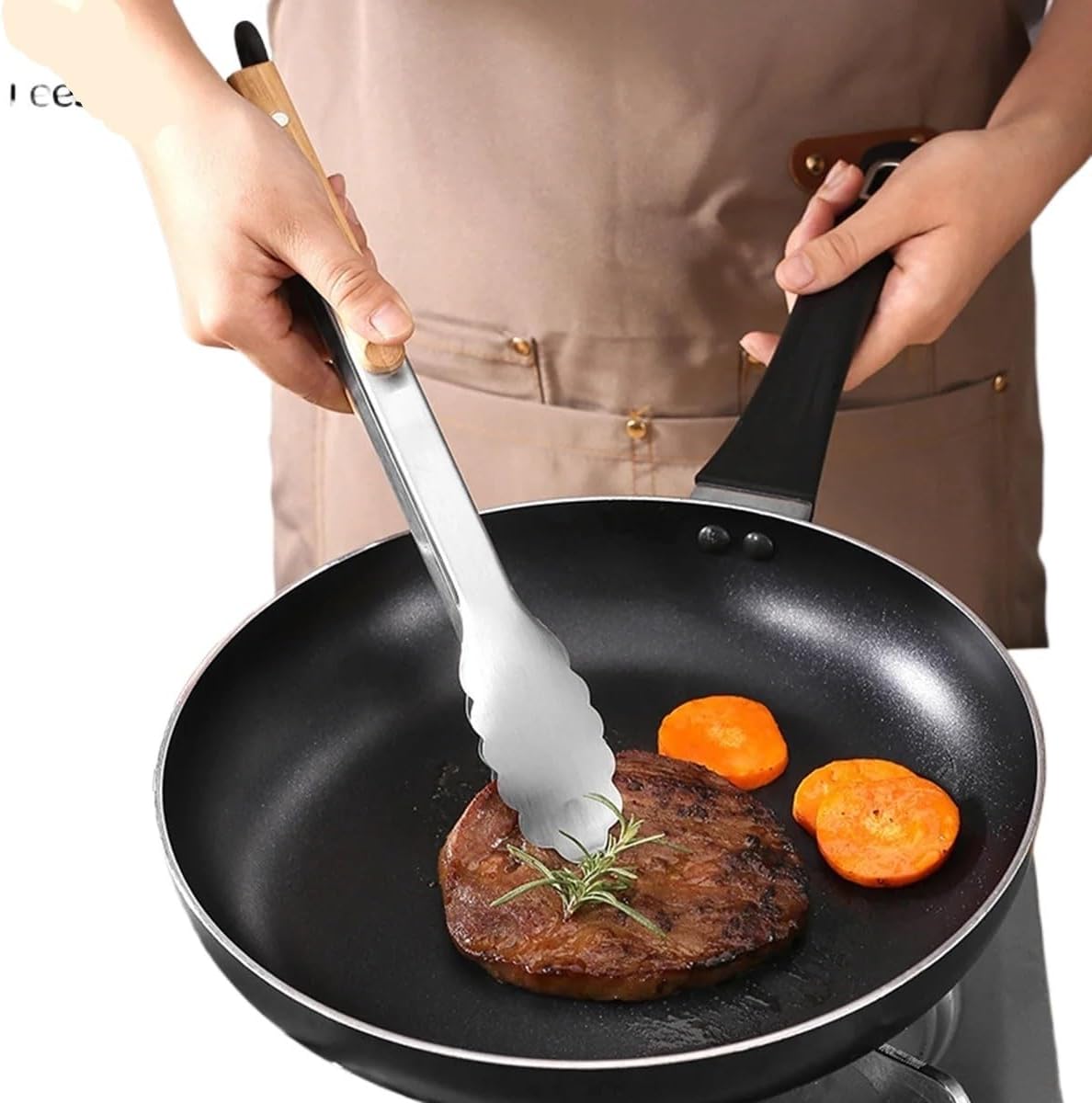 Compatible For Leeseph Food Tongs, Heavy Duty Kitchen With Wooden Handle For Cooking, Grilling And BBQ, 7-16 Inch Length(44.5cm)