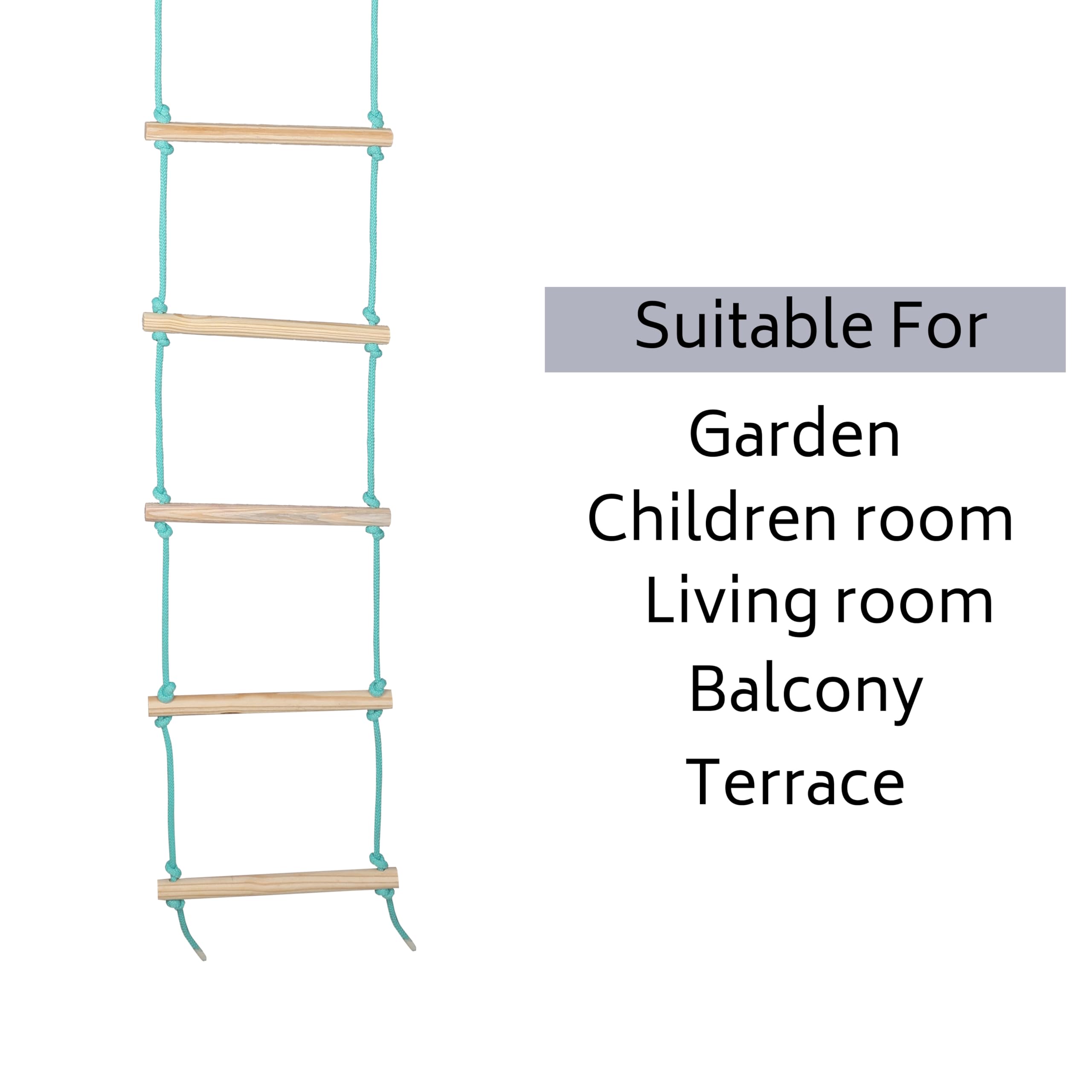 VIXERA Rope Ladder for Kids | Climbing Ladder for Kids | Wooden Ladder for Physical Activity | Indoor Outdoor Games for Kids 4