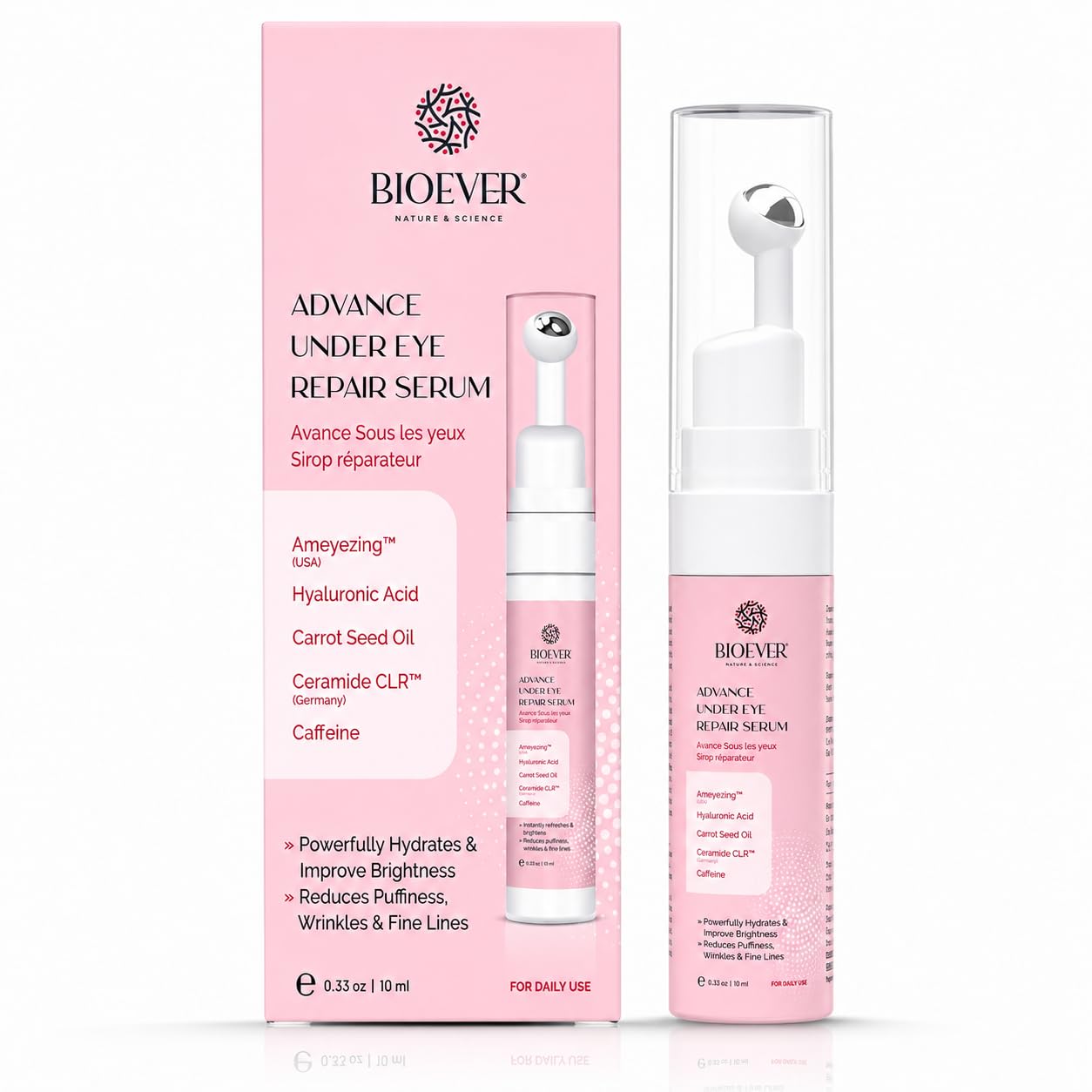 Bioever Under Eye Serum Ceramide CLR/Caffeine/Hyaluronic Acid/Carrot Seed Oil | For Reducing Dark Circles, Puffiness, Wrinkles, Crows Feet-10ML-image-30