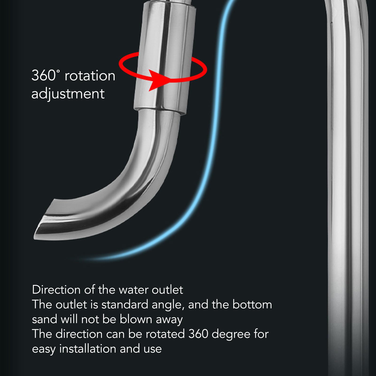 gernie Regolatore d'Acqua in Acciaio Inox Schiumatoio di Superficie in Metallo con 2 Supporti in Acrilico per Acquario piantumato, Set di Tubi di afflusso e deflusso (16 mm/0,63 Pollici)