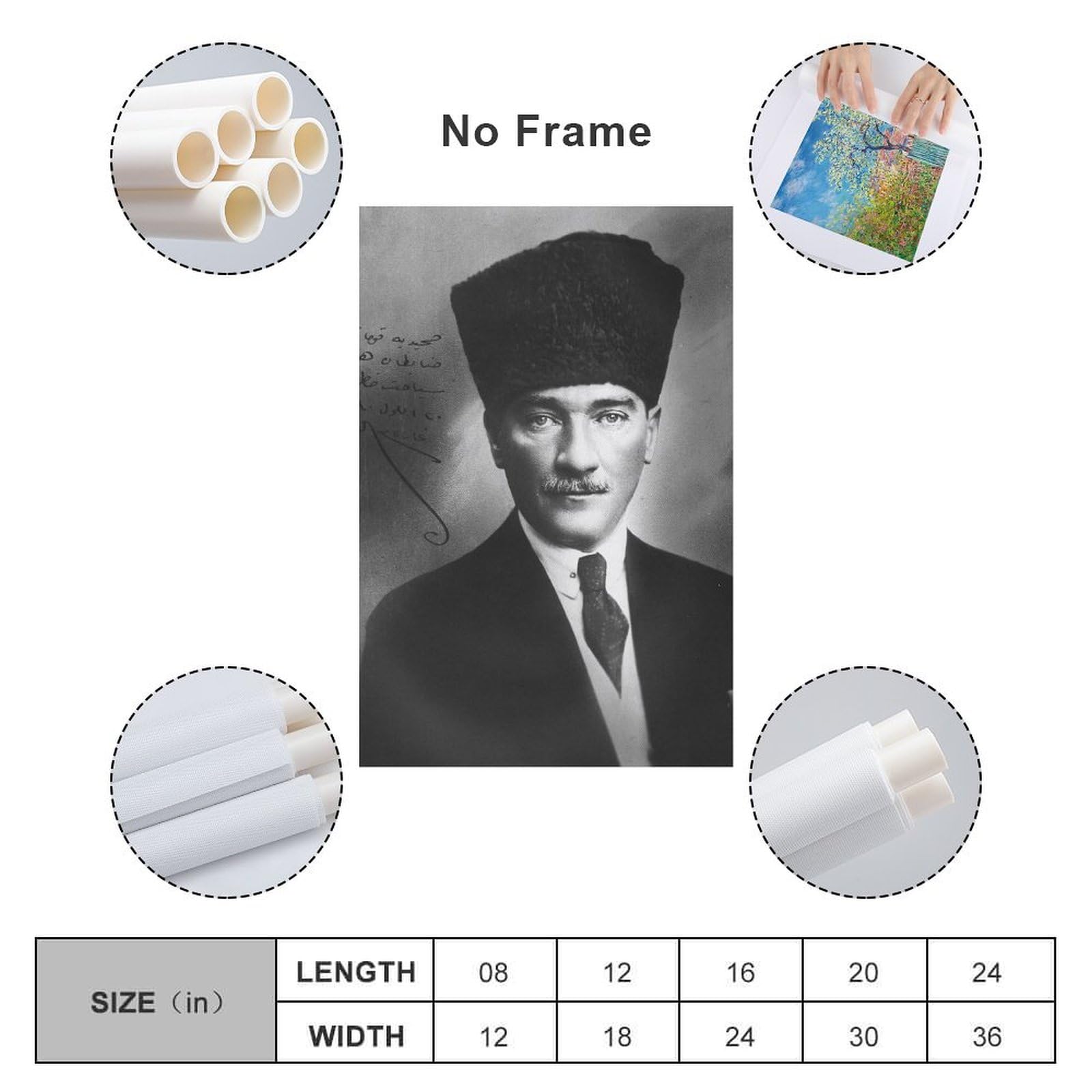 Tapisserie Murale Portrait Mustafa Kemal Atatürk 101,6 X 152,4 Cm - Impression Haute Qualité Polyester - Décoration Murale Maison Bureau