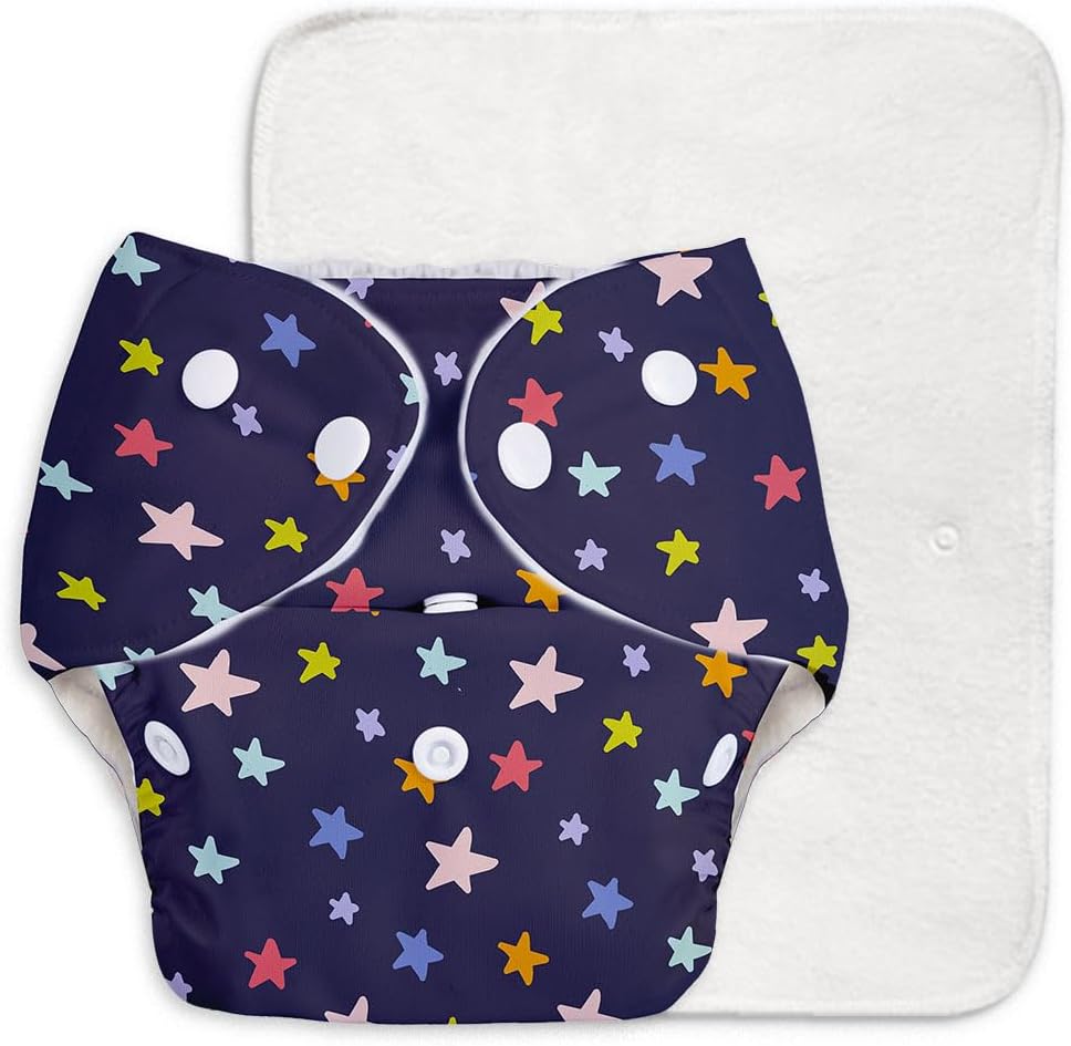 SuperBottoms BASIC EASY - Cloth Diapers+ Inserts - Freesize Adjustable and Reusable Cloth Diaper for babies 0-3 Years | With quick drying prefold style soaker-Assorted