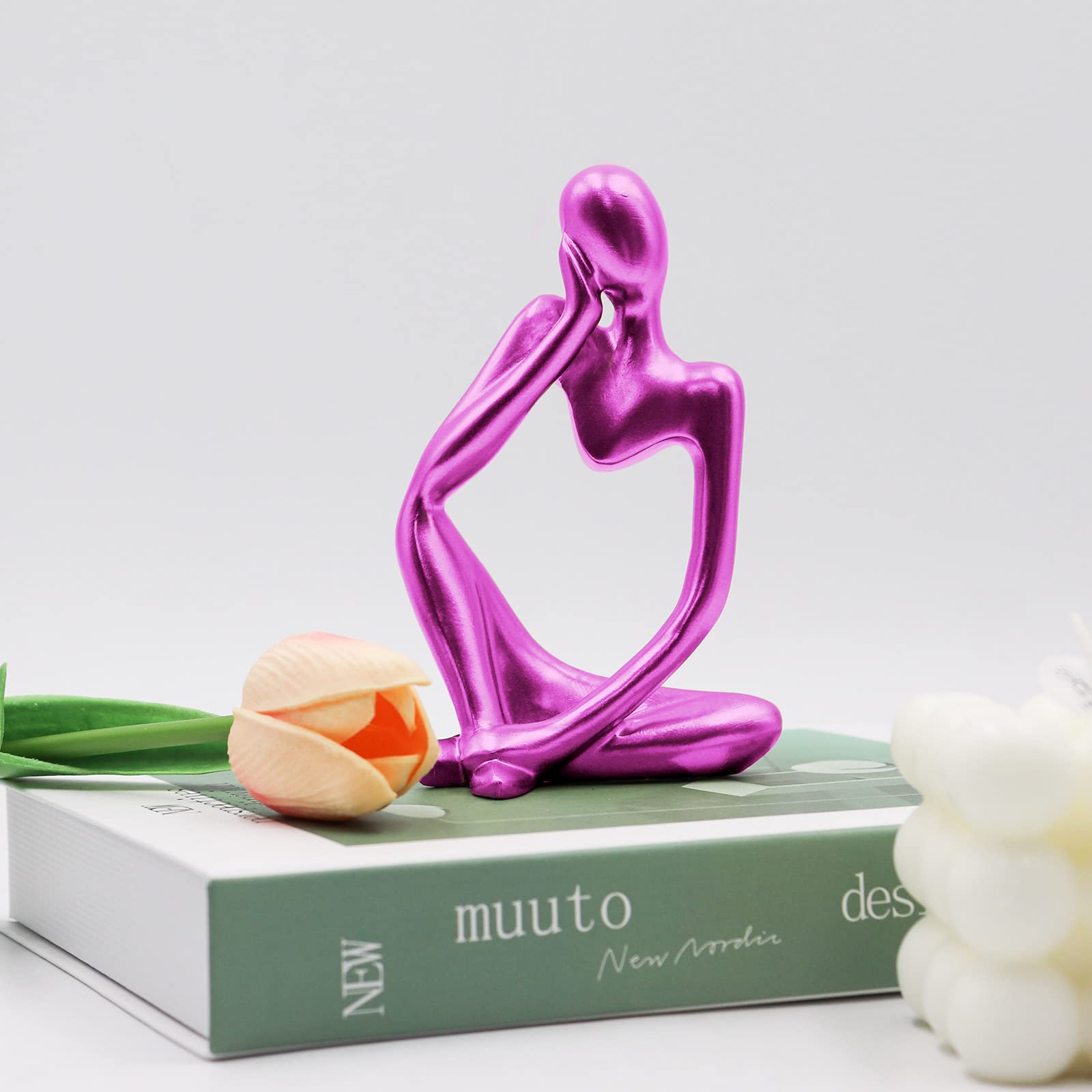 Thinker Statues and Sculptures, Resin Thinker Statue Ornaments, Abstract Style Sculptures, Housewarming Gifts, Housewarming Decorations, Living Room Dining Desk Decorations(Red Right, Small)