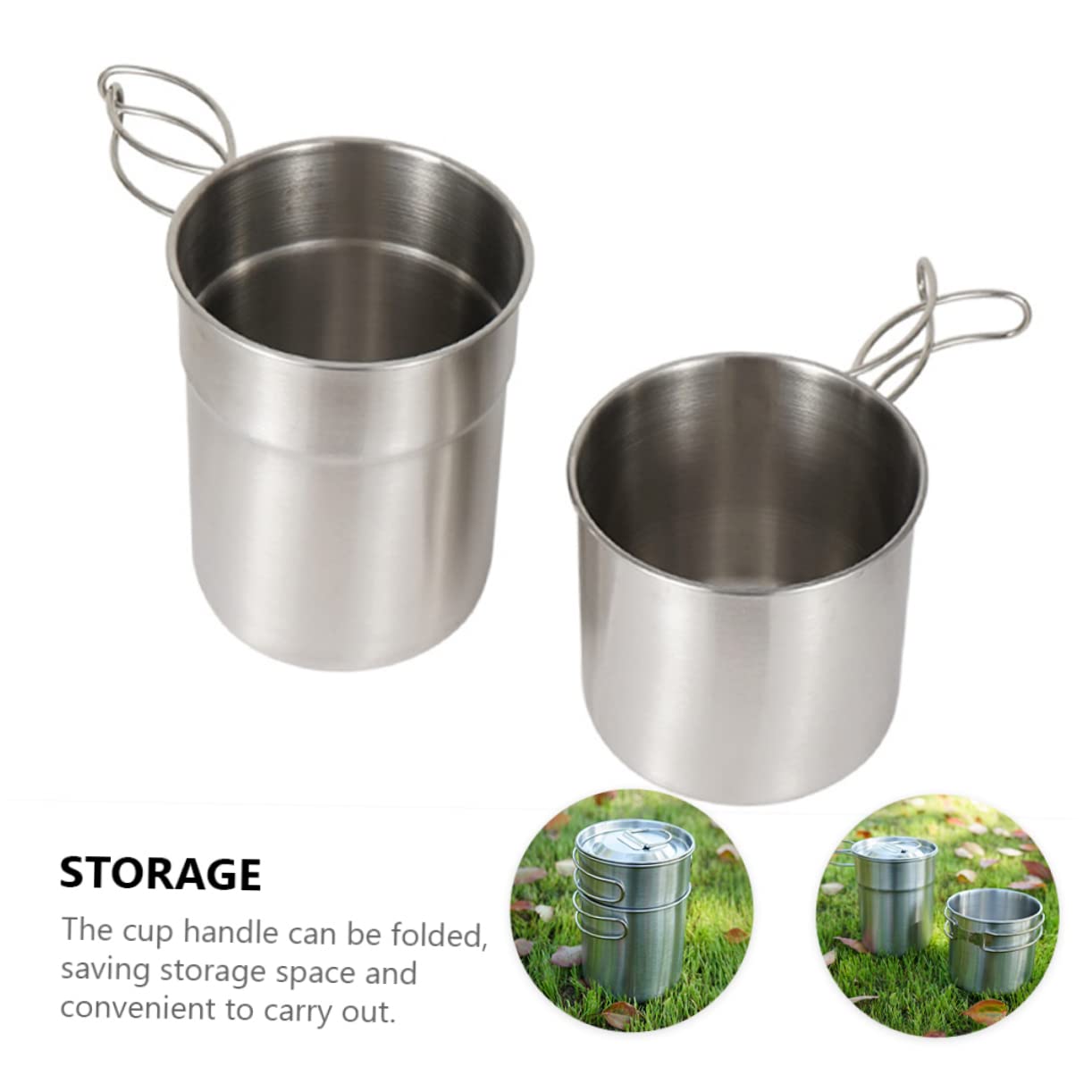 Juego de Tazas Plegables de Acero Inoxidable 2 Piezas 700ml