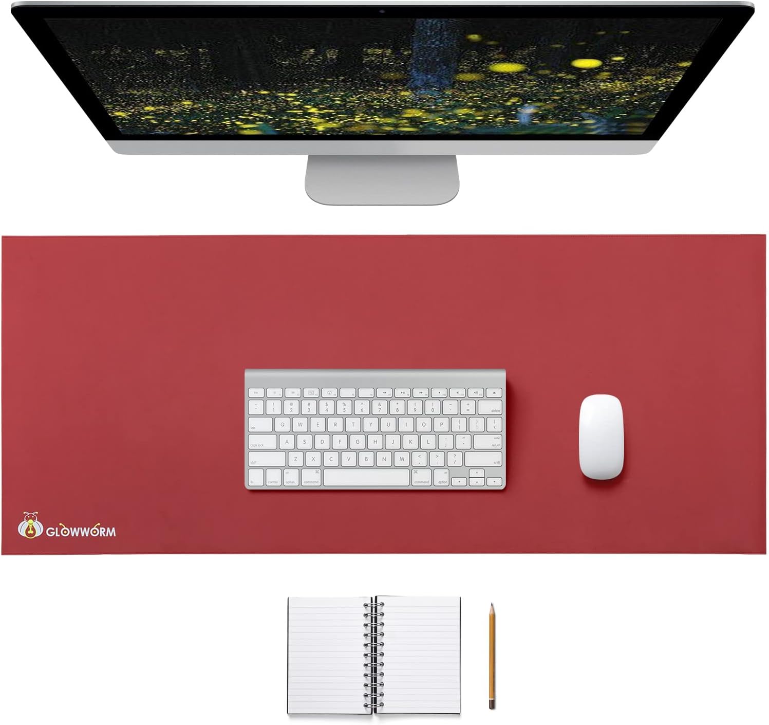 Glowworm Super Large Desk Pad 55in*23in Wine Waterproof