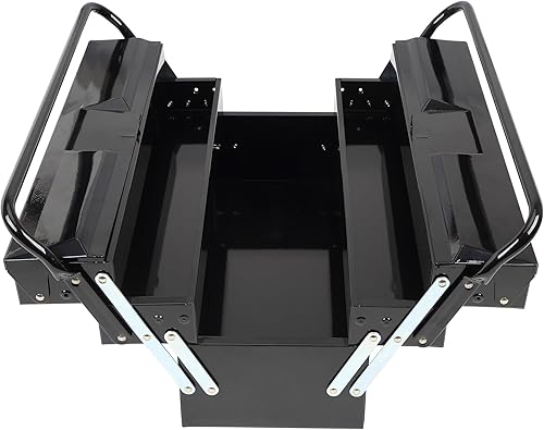 Vista 3 de Pro-Lift Caja de herramientas de acero – Caja de herramientas de metal voladizo de 5 bandejas de 21 pulgadas portátil con asa – Cierre de pestillo