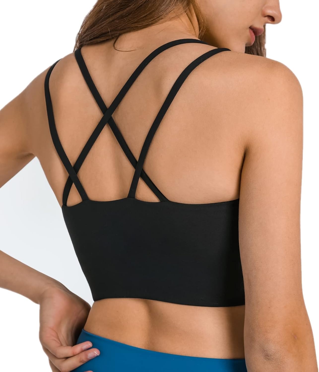 Sports Bras for Women Removable Padded Workout Tanks Criss Cross Back Yoga Crop Tops - Image 3
