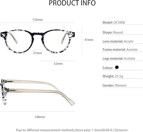 Miniatura 4 de OCCI CHIARI - Anteojos de lectura duraderos para mujer ( 0 1.0 1.25 1.5 1.75 2.0 2.5 a 4.0 5.0 6.0, Negro