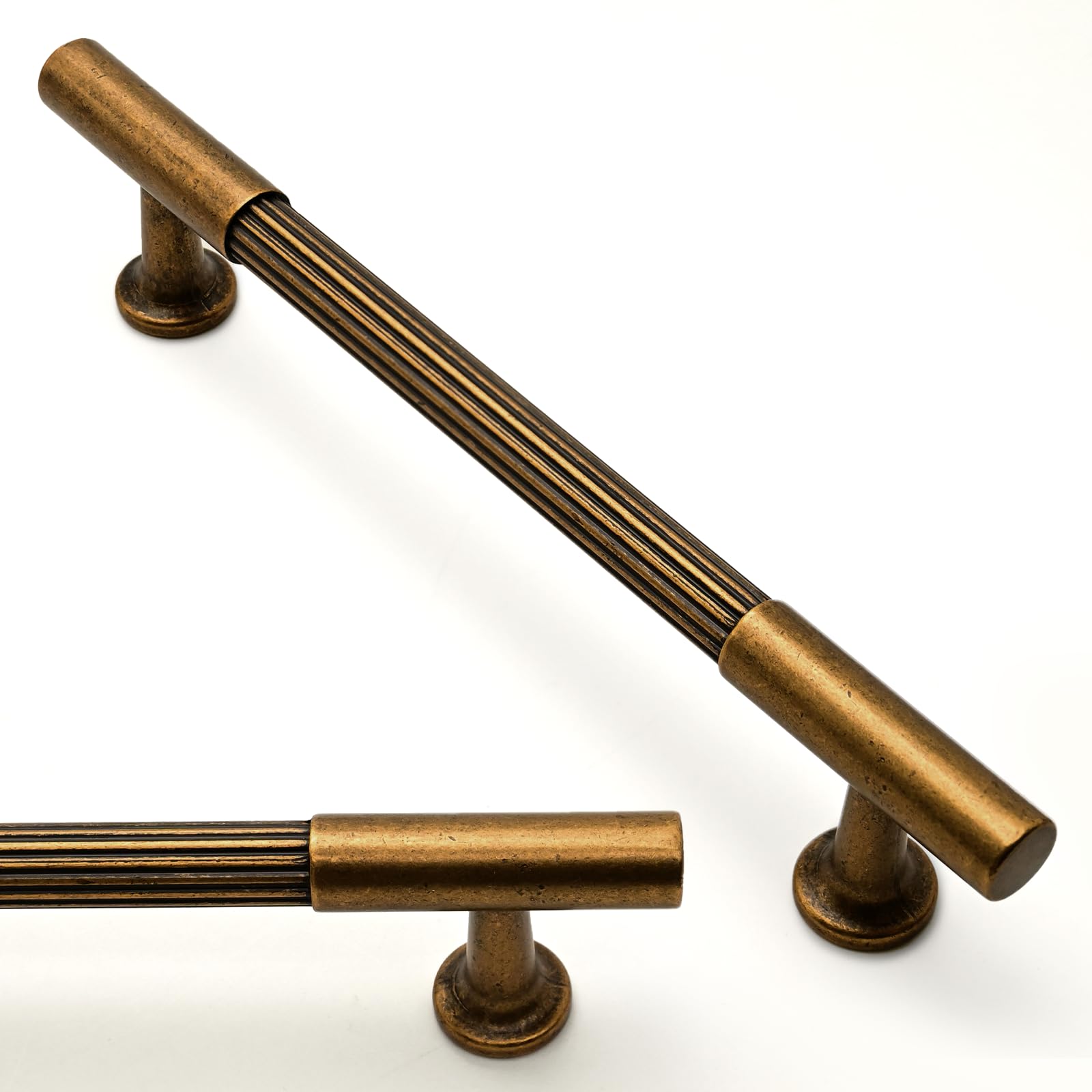 Asimerdeco 10 Pack Antique Brass Cabinet Pulls 5 Inch(128mm) Kitchen Cupboard Handles Solid Heavy Duty Zinc Alloy Drawer Pulls