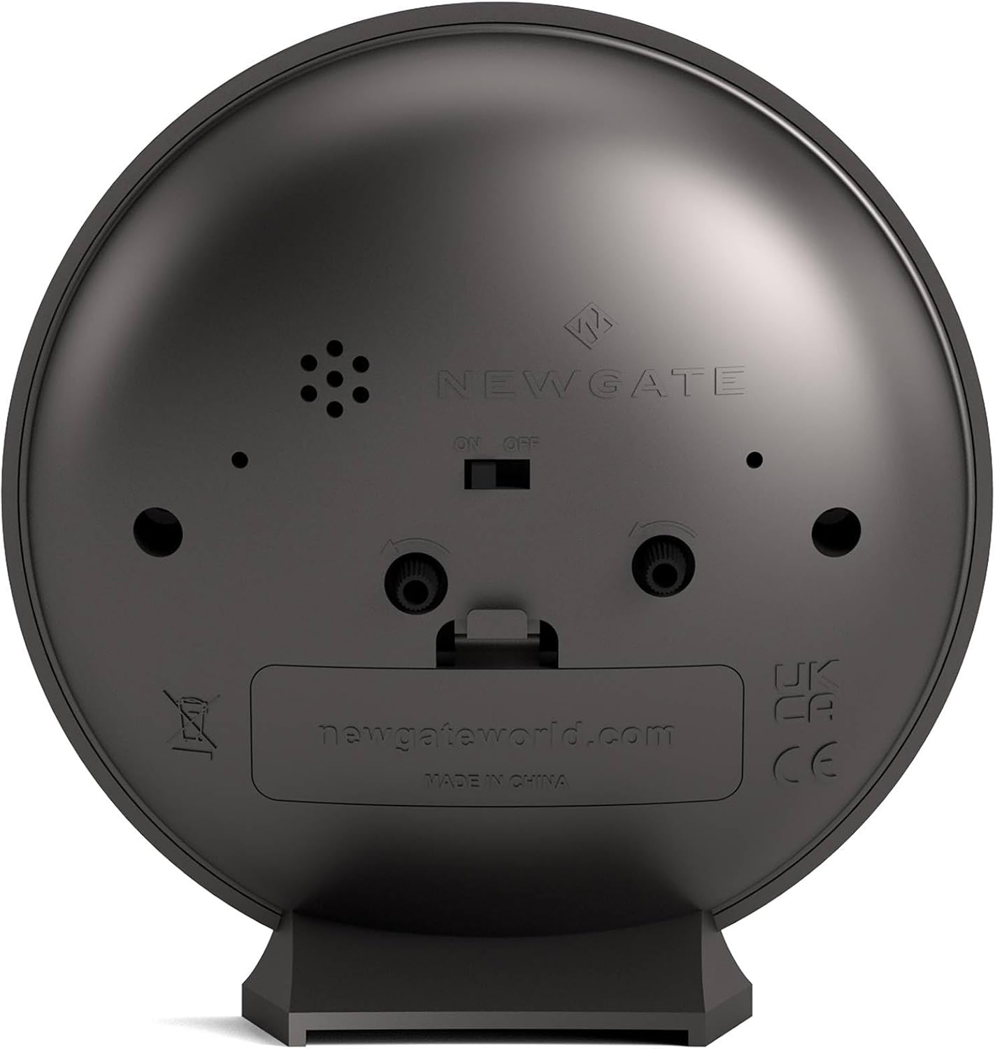NEWGATE® Pacific Alarm Clock | Small Retro Alarm | Metallic Graphite Gray | Mid-Century Modern Design | Ideal for Bedside, Desk, Shelf & Mantel | Bedroom, Living Room and Office Accessory
