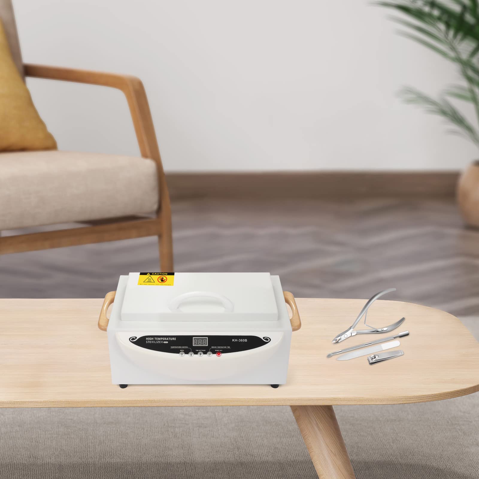 Esterilizador de aire caliente de 500 W, desinfección de calor seco a 250 °C, esterilizador de herramientas para uñas, con temporizador, para herramientas de uñas, recipiente de metal, herramientas de