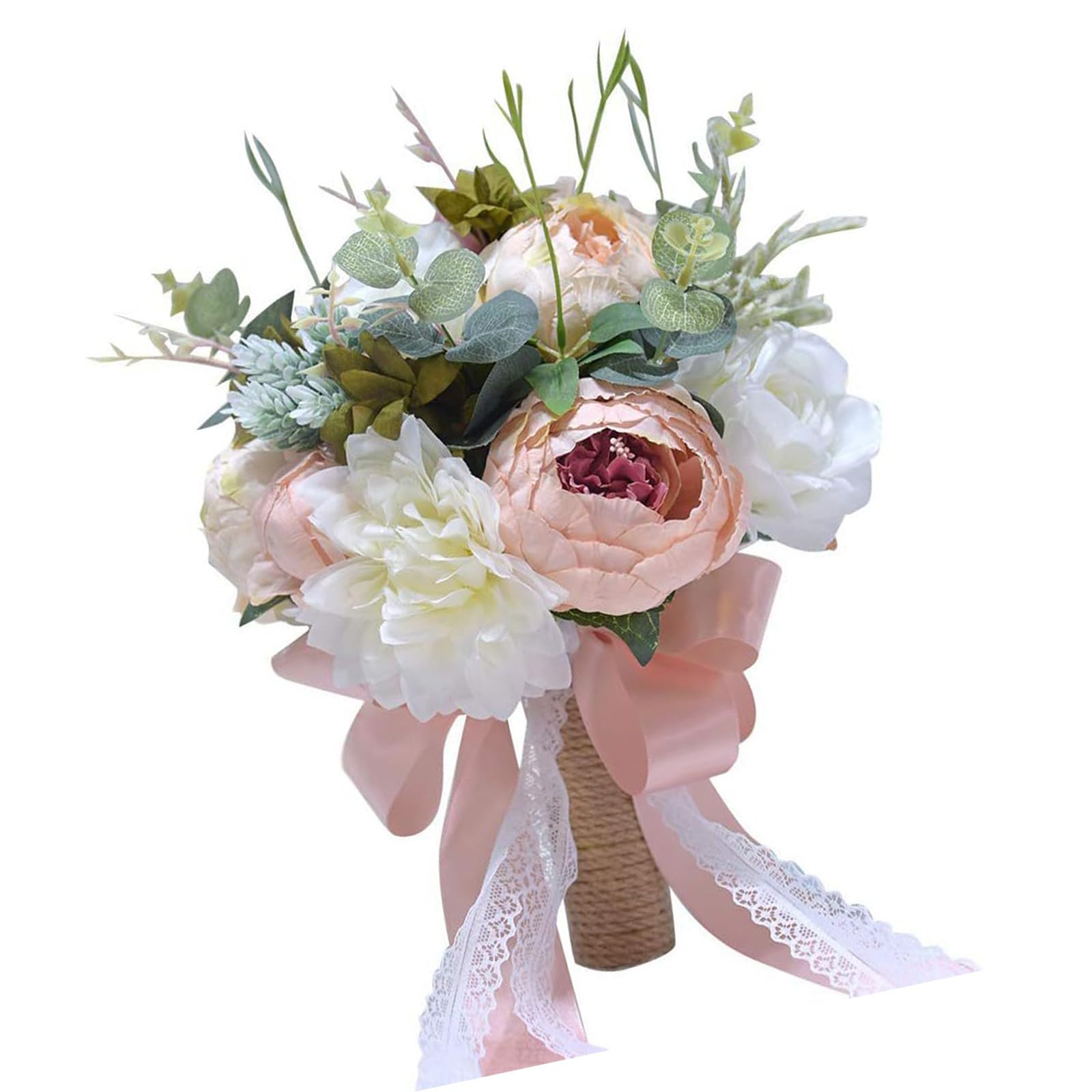 White Champagne Wedding Bouquet for Bride Ceremony Decoration Accessories Bridal Handheld Rose Bouquet