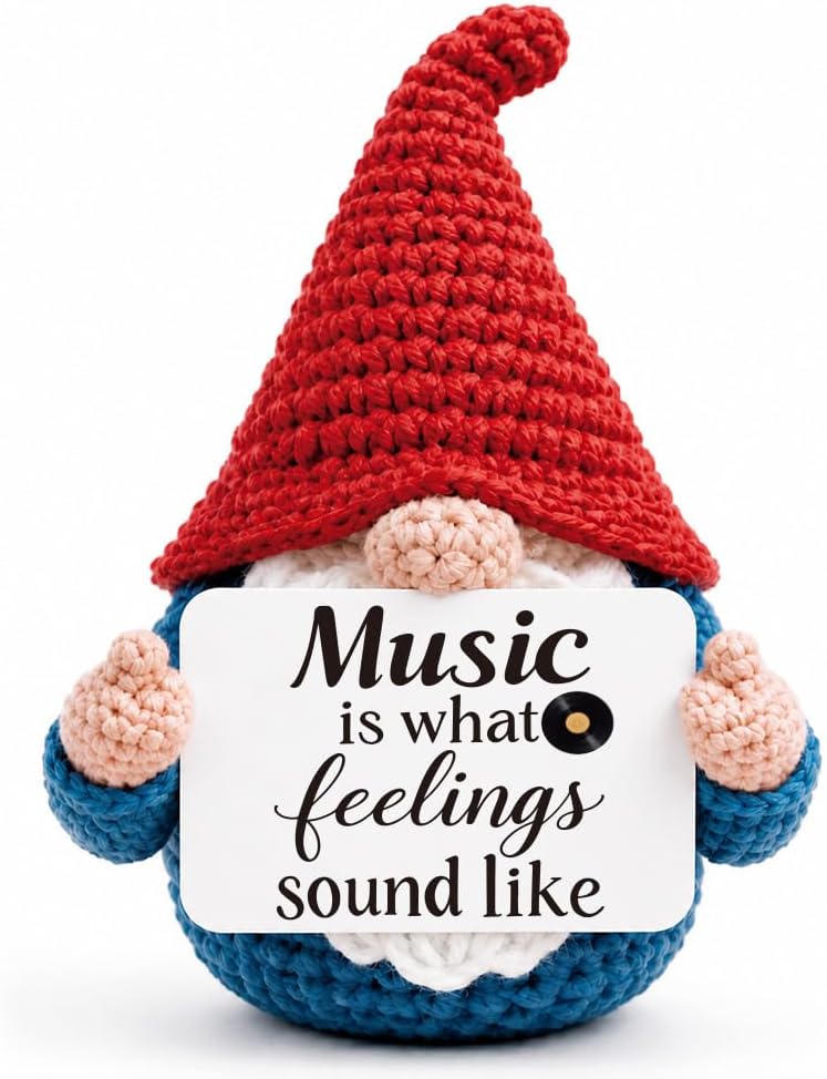 Fall Thanksgiving Music Lover Gifts for Women Men Crochet Music Gnome Doll