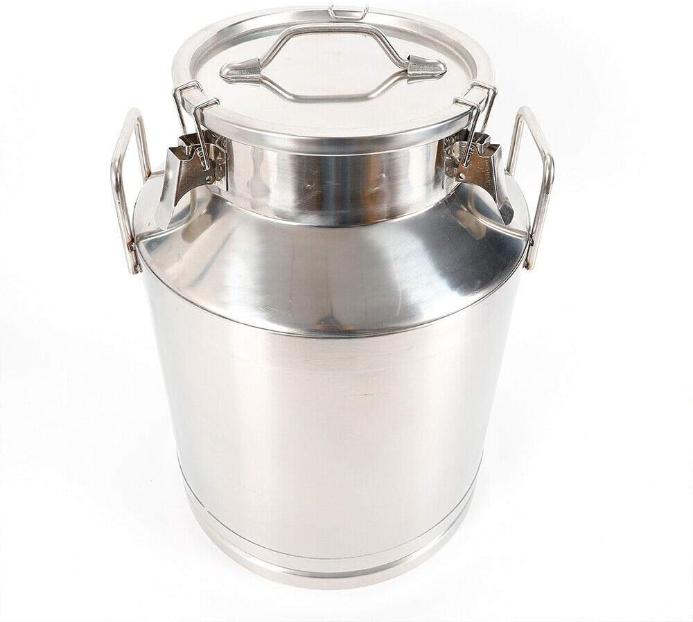 50 Liter 13.25 Gallon Stainless Steel Milk Can Wine Milk Bucket Wine Pail Bucket Milk Can Tote Jug with Sealed Lid Heavy Duty