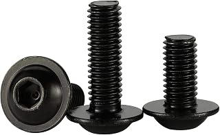 M6-1.0 x 20mm Flanged Button Head Socket Cap Screw Bolts, Allen Socket Drive, Stainless Steel 304, Black Oxide Finish, Quantity 25