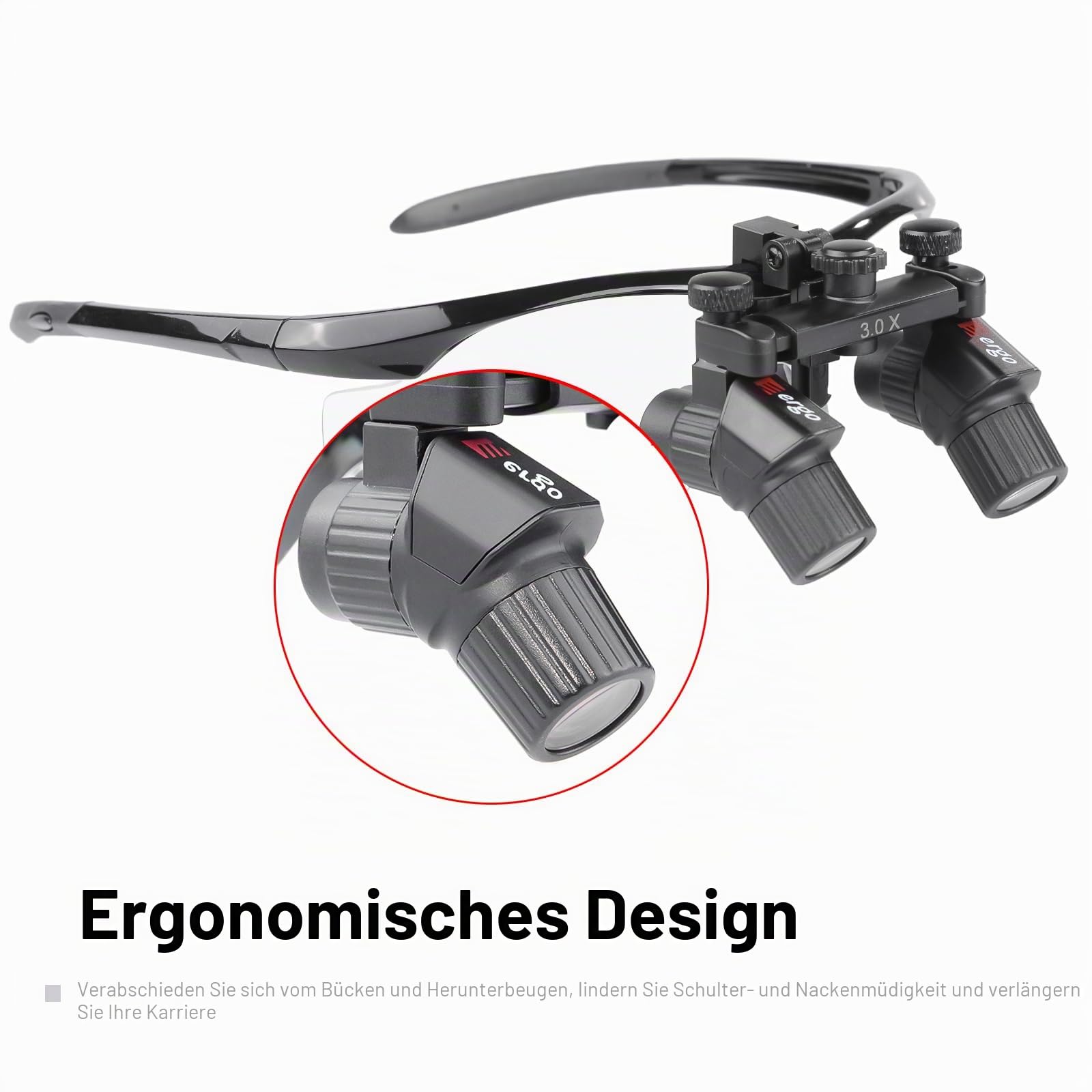 3,0 x 450 mm Pupillendistanz, Ergo-Fernglas, ergonomische Lupe, Lupe, verstellbar, ultraleicht, Lupe
