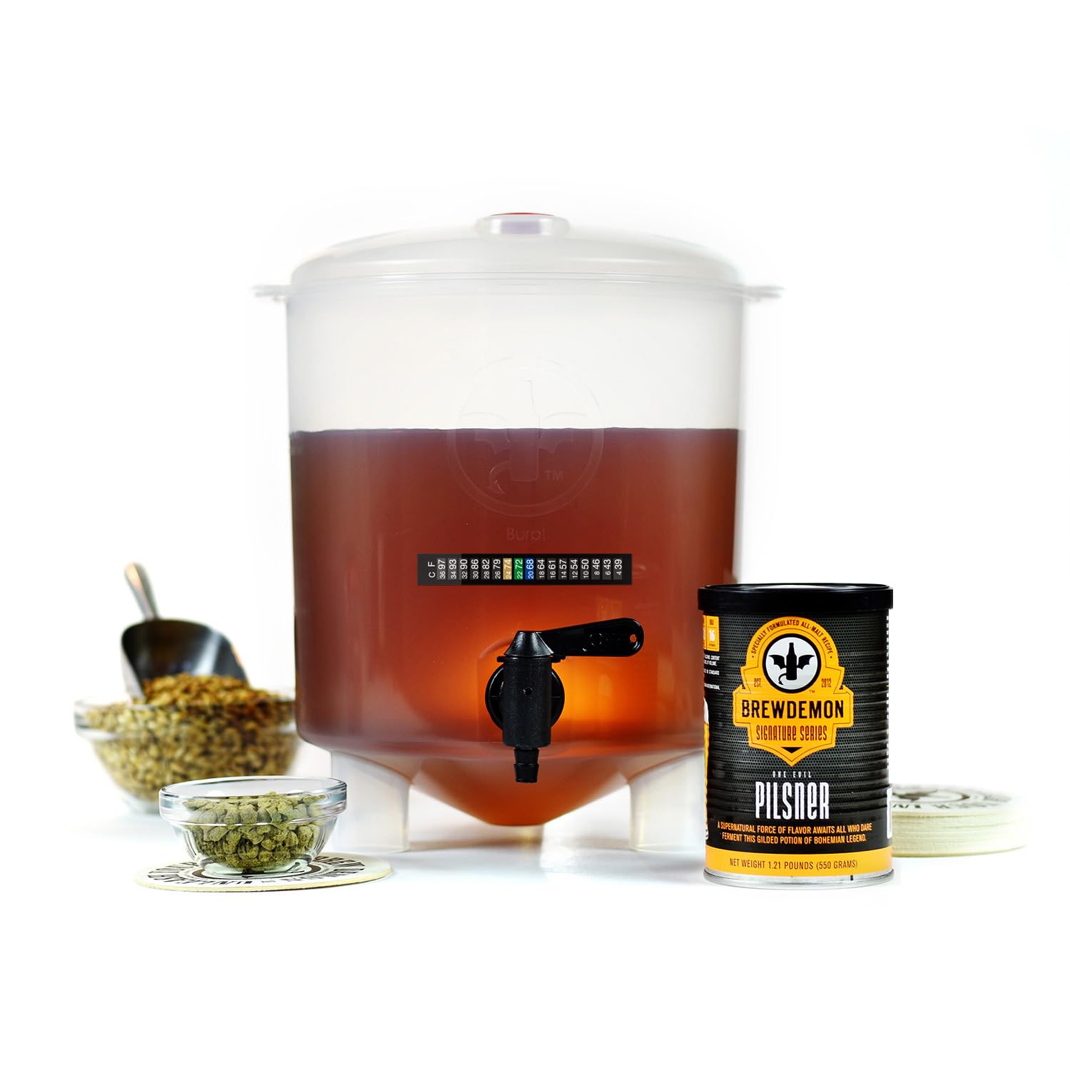 Kit de cerveza premium – Fermentador cónico que elimina los sedimentos y hace cerveza casera de gran sabor – 1 galón. Receta incluida