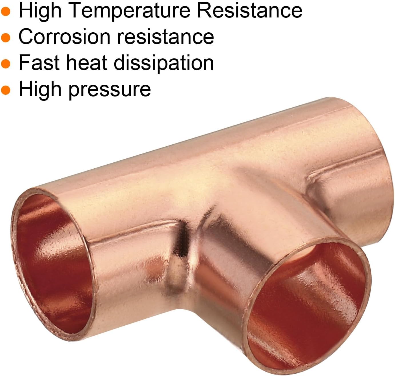 MECCANIXITY Tee Copper Fitting 3 Way Welding Joint 1/2 Inch ID C x C x C for HVAC Air Conditioner, Pack of 10