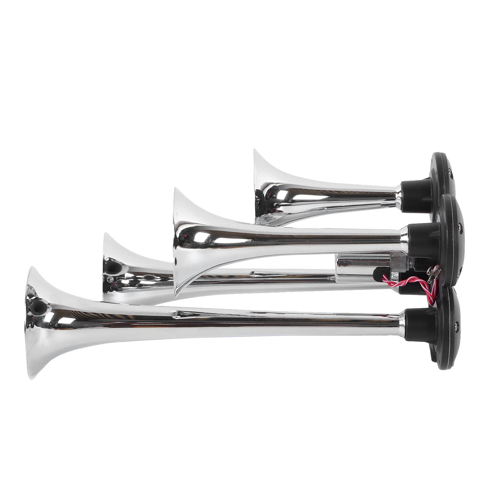 CHICIRIS 12V 24V Air Horn Steel Alloy 4 Trumpet Train Horn Kit 150dB for