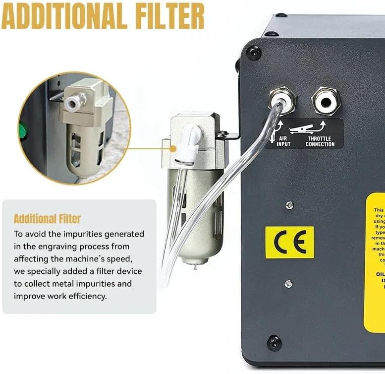 Engraving Machine for Metal, Pneumatic Jewelry Engraver 400-8000 RPM Adjustable Speed, Dual Head Metal Engraver Tool for Jewelry Making & Metal Processing - GEMKIT HH-G01