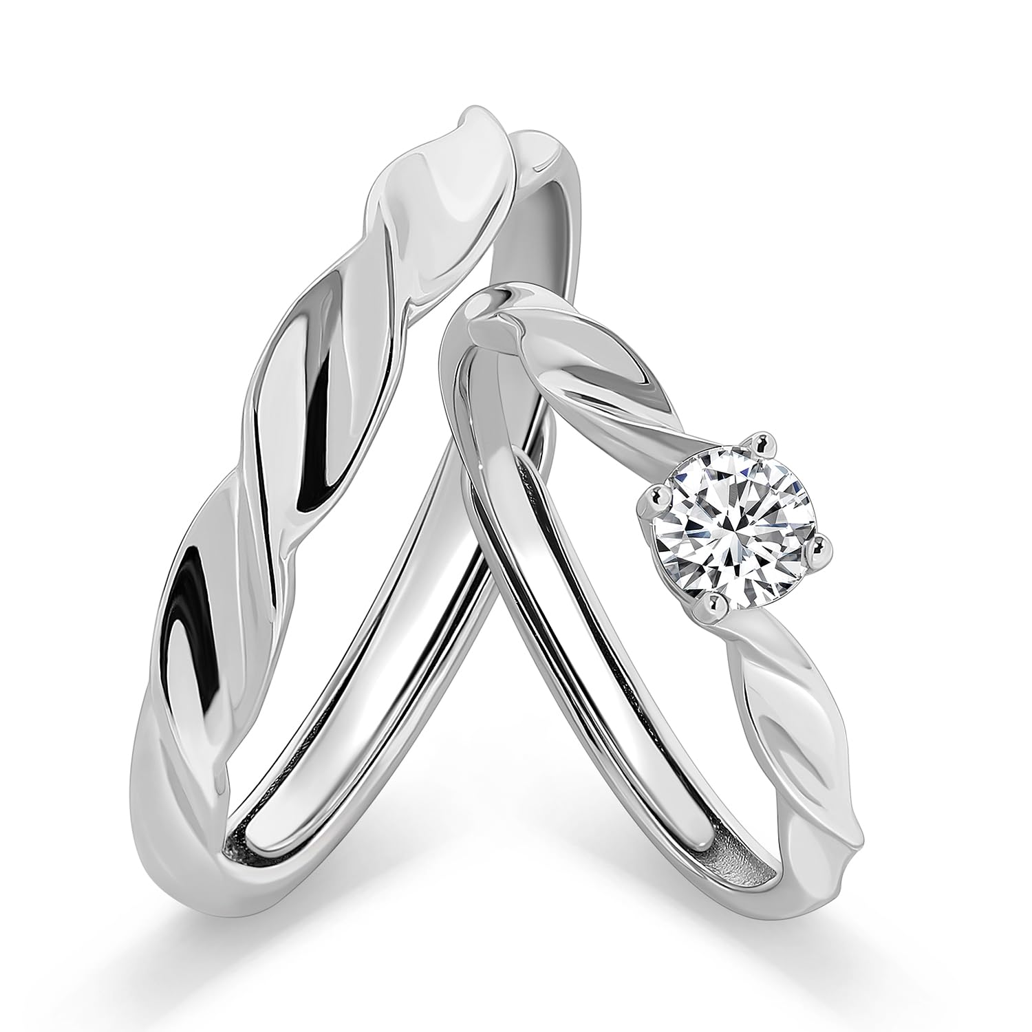 Meissa Amor Eterno Anillo de Pareja Plata de Lay 925 Circonita cúbica, Anillo de Compromiso Boda Joyería de aniversario, Juego de dos Anillos
