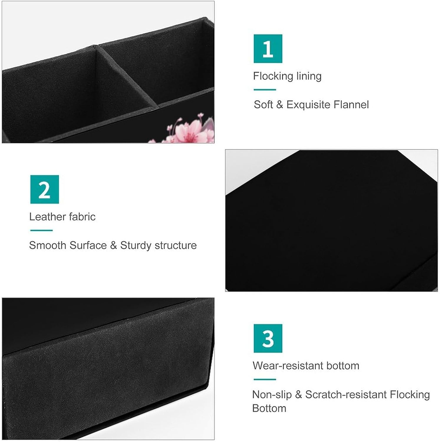 Cute Cat Cherry Flowers Pencil Pen Holder PU Leather Desk Storage Organizer Makeup Brush Box