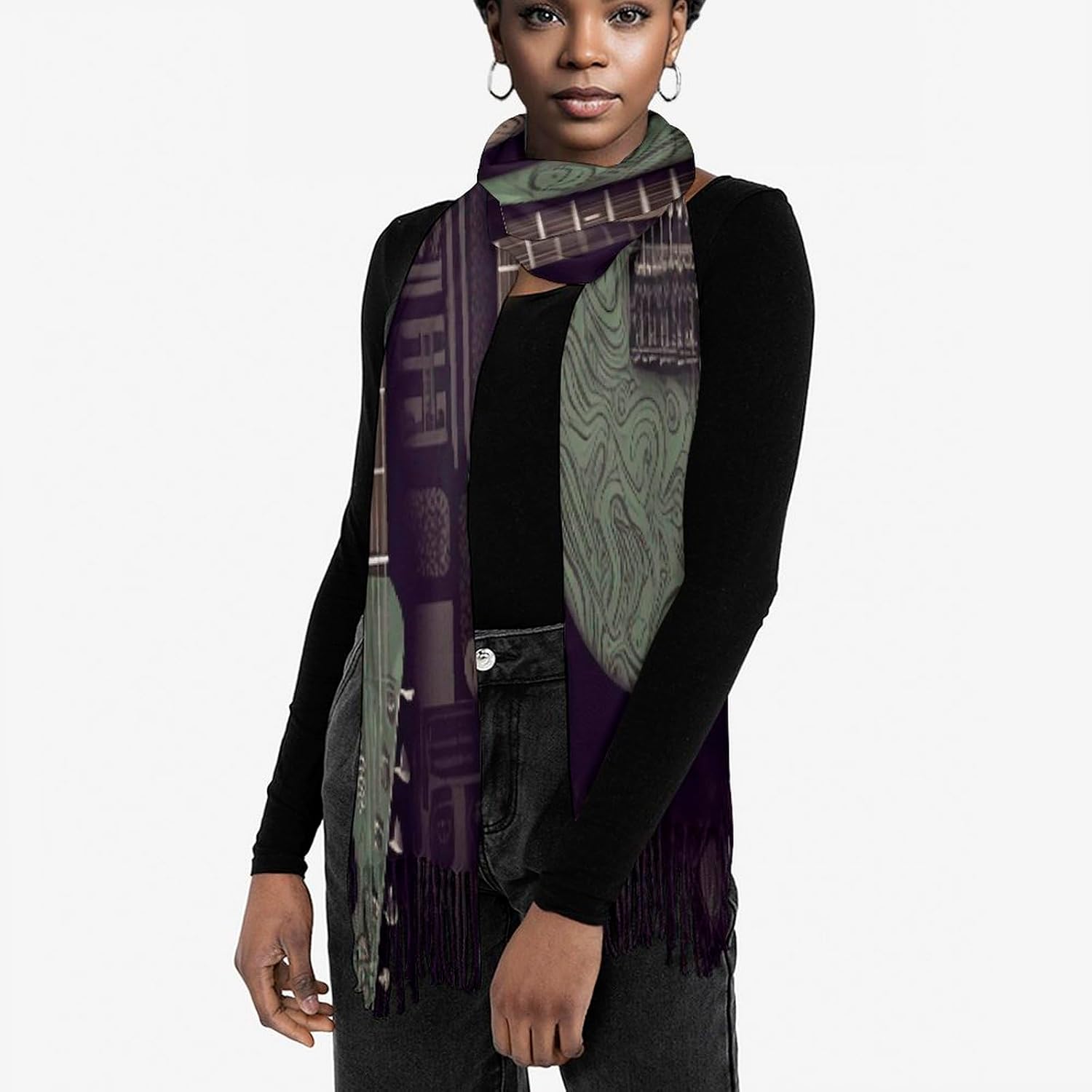 Guitar Pattern Scarf for Women Men Classic Fashion Blanket Scarves Soft Cashmere Feel Scarf Cold Weather Warm Long Shawl Winter Large Scarves Classic Blanket Scarfs Thick