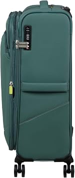 American Tourister Medium Expandable Soft Trolley 4 Swivel Wheels & Integrated Lock with 3 Digit Combination with TSA Function Features a Large Main Compartment, Elastic Straps fe, 1257 Dark Forest, M