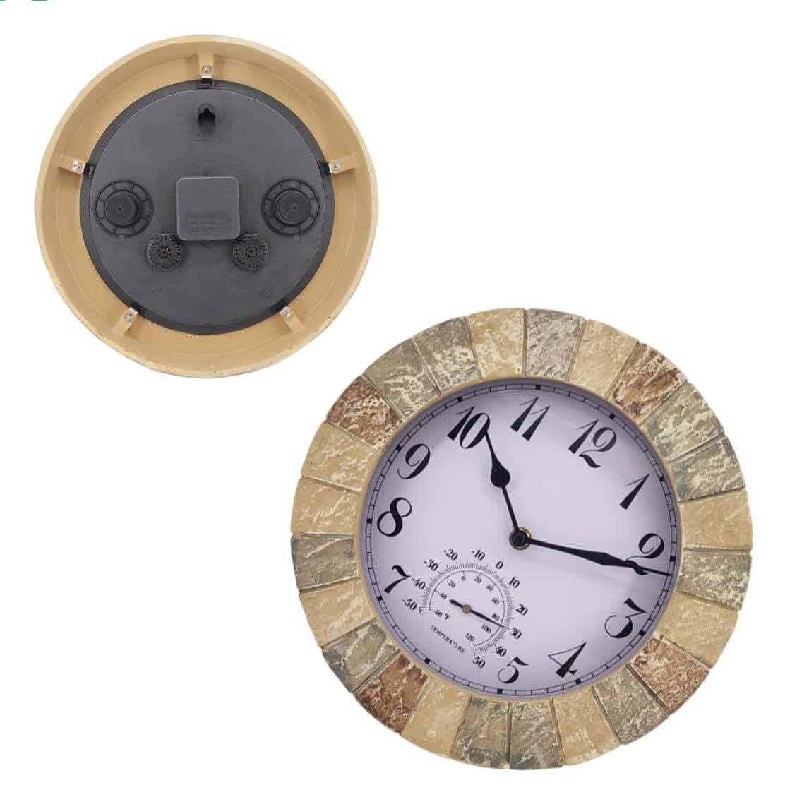 Horloge Murale Suspendue avec thermomètre étanche, Horloge de Jardin extérieure