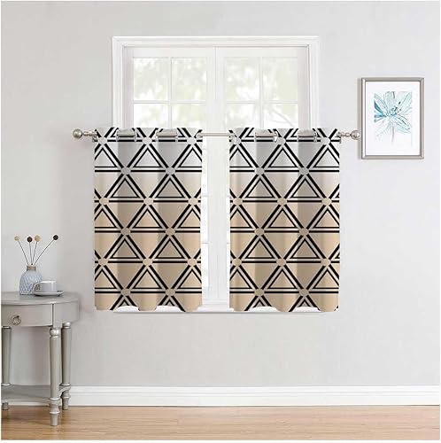 Cortinas para cocina Cortinas para cocina, cortinas geométricas a prueba de sonido a cuadros para puerta y ventana, bloqueador de ruido, 110