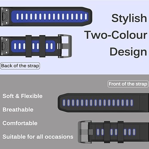 Miniatura 24 de Miimall Correa compatible con Garmin Fenix 7X/6X/5X, correa deportiva de silicona suave de 1.024 in de ancho, impermeable, para Garmin Fenix 7X