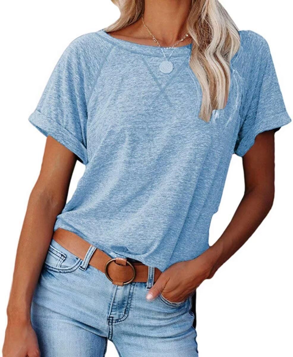 Welity Women’s Tops Short Sleeve T Shirts Crewneck Casual Loose Fit Tunic Tops