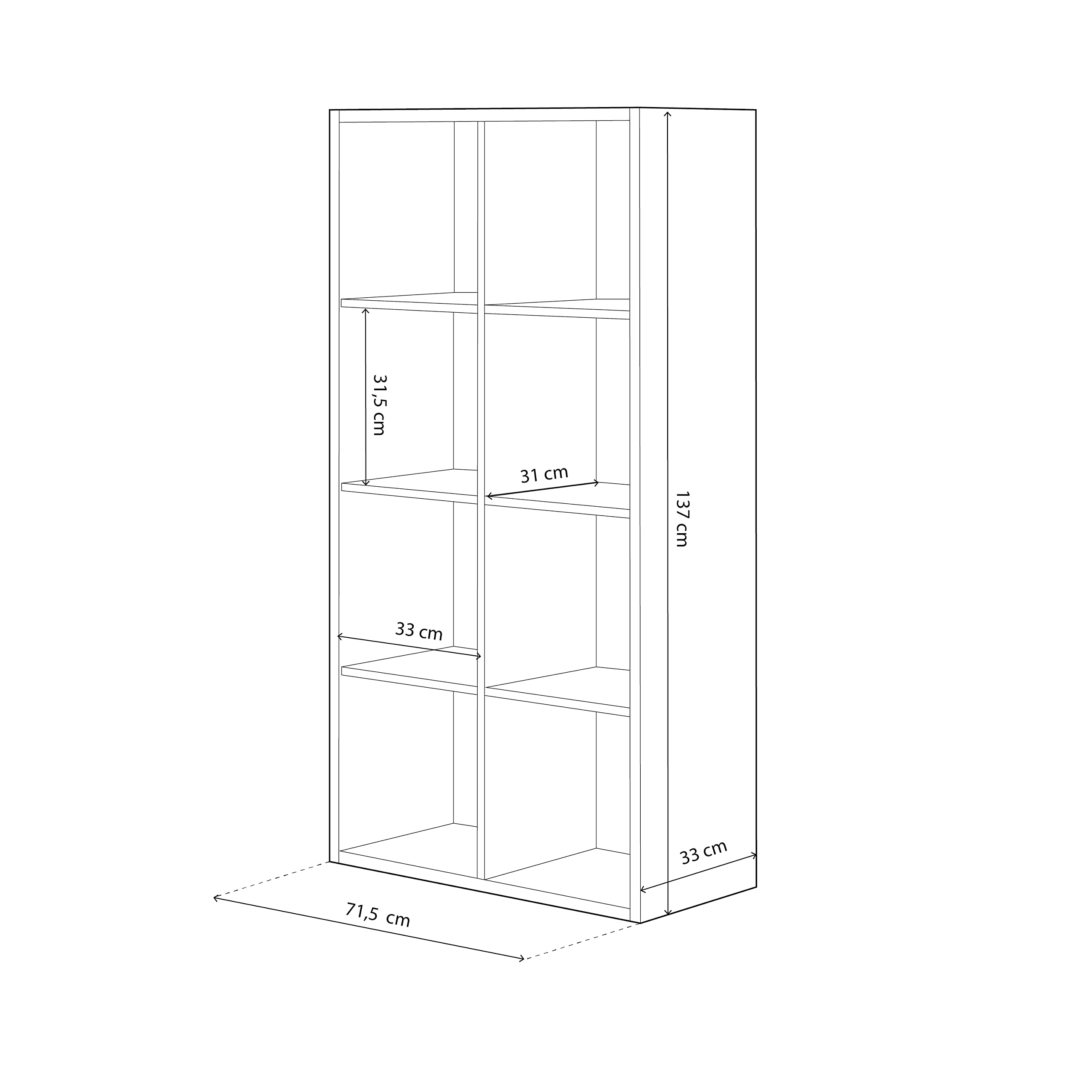 Habitdesign Estantería Librería Cubos, Modelo Noa, Acabado Roble Nodi y Blanco Artik, Medidas: 137 cm (Alto) x 71,5 cm (Ancho) x 33 cm (Fondo)