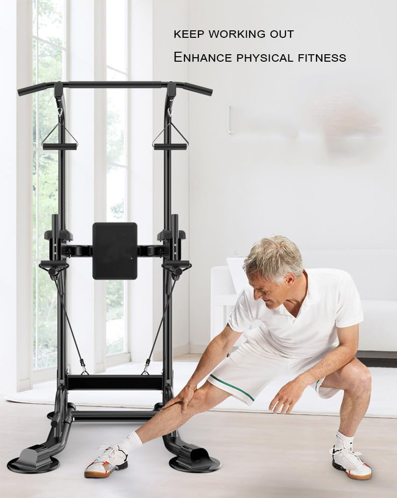 Power Tower Barra per Trazioni per Palestra di Casa, Barra per Trazioni Multifunzione Stand Stazione per Dip Bar, Stazione per Allenamento in Altezza Regolabile Attrezzatura per Il Fitness
