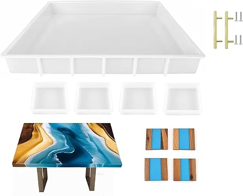 Molde epoxi de silicona de 16 x 12 pulgadas, molde grande de resina profunda para tabla de cortar, mesa de río, bandeja, mesa de café, decoración