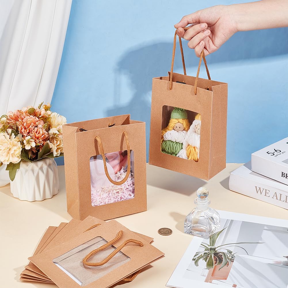 BENECREAT 36 Pcs Paper Gift Bag with Transparent Window, 5.5x7.09x2.76 Inch Tote Gift Paper Bags, Portable Gift Bags for Anniversary, Gift Wrap, Wedding - Image 3