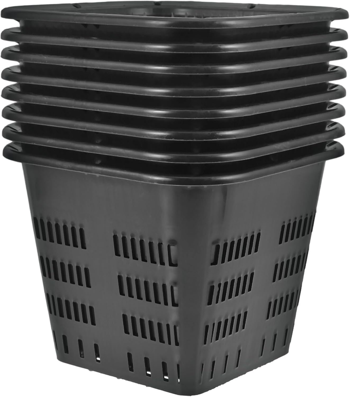 GANAZONO 8Pcs 4.33 Inch Hydroponic Net Pots Square Mesh Planting Baskets Plastic Nursery Cups for Indoor Gardening Vegetable and Orchid Cultivation