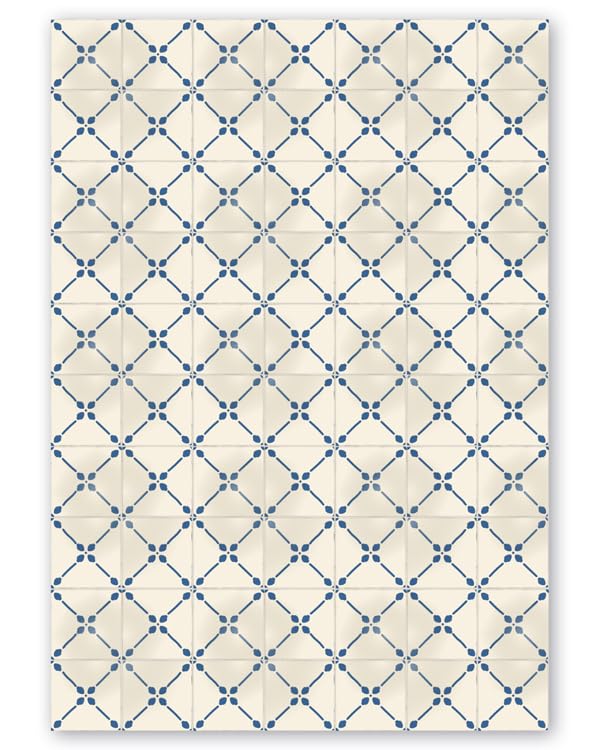 Tapis vinyle du sol cuisine bleu Mojacar style méditerranéen