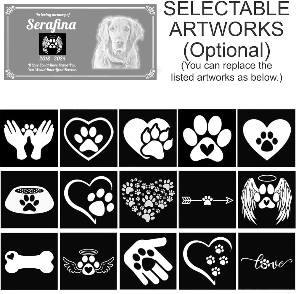Personalized Pet Memorial Stones, Headstones for Pet, Dog, Cat, Black Granite Memorial Garden Stones,and Gifts for Lost Pets.