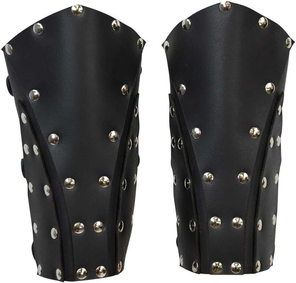 Dark Rogue Leather Bracers, black leather, LARP