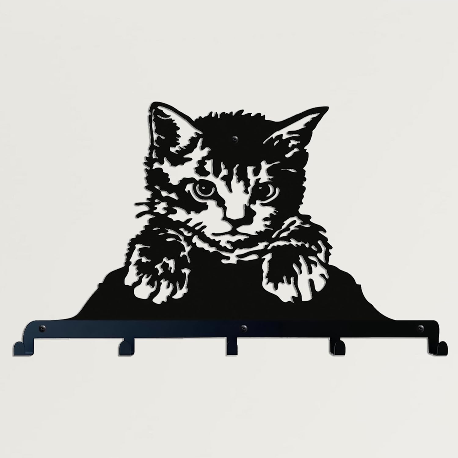 DEKADRON Cat Metal Coat Rack, Wall-Mounted Coat Rack, Metal Wall Hanger, Wall Mount Hanger, Home Decoration, Hat Rack, Key Rack, Entryway Coat Hooks, (100x68cm (39"x27") 10 Hooks)