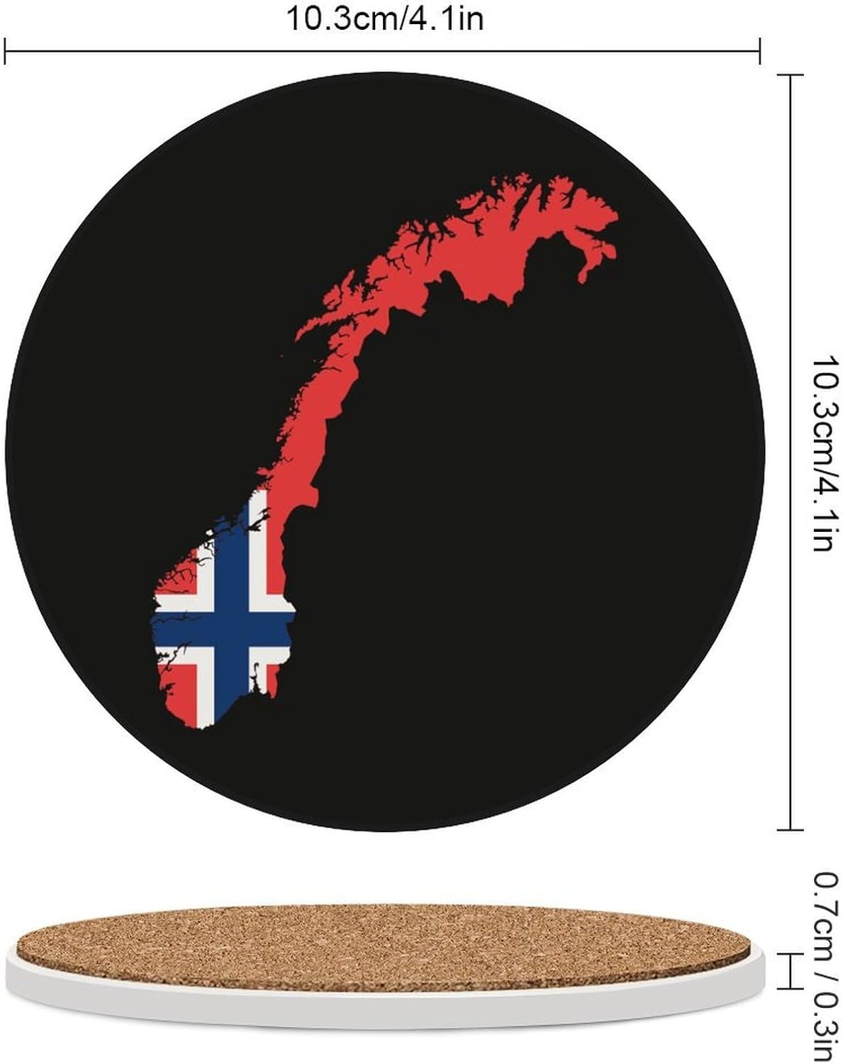 Norway Map Flag Funny Round Ceramic Coasters for Drink Absorbent Cup Holders Tabletop Protection