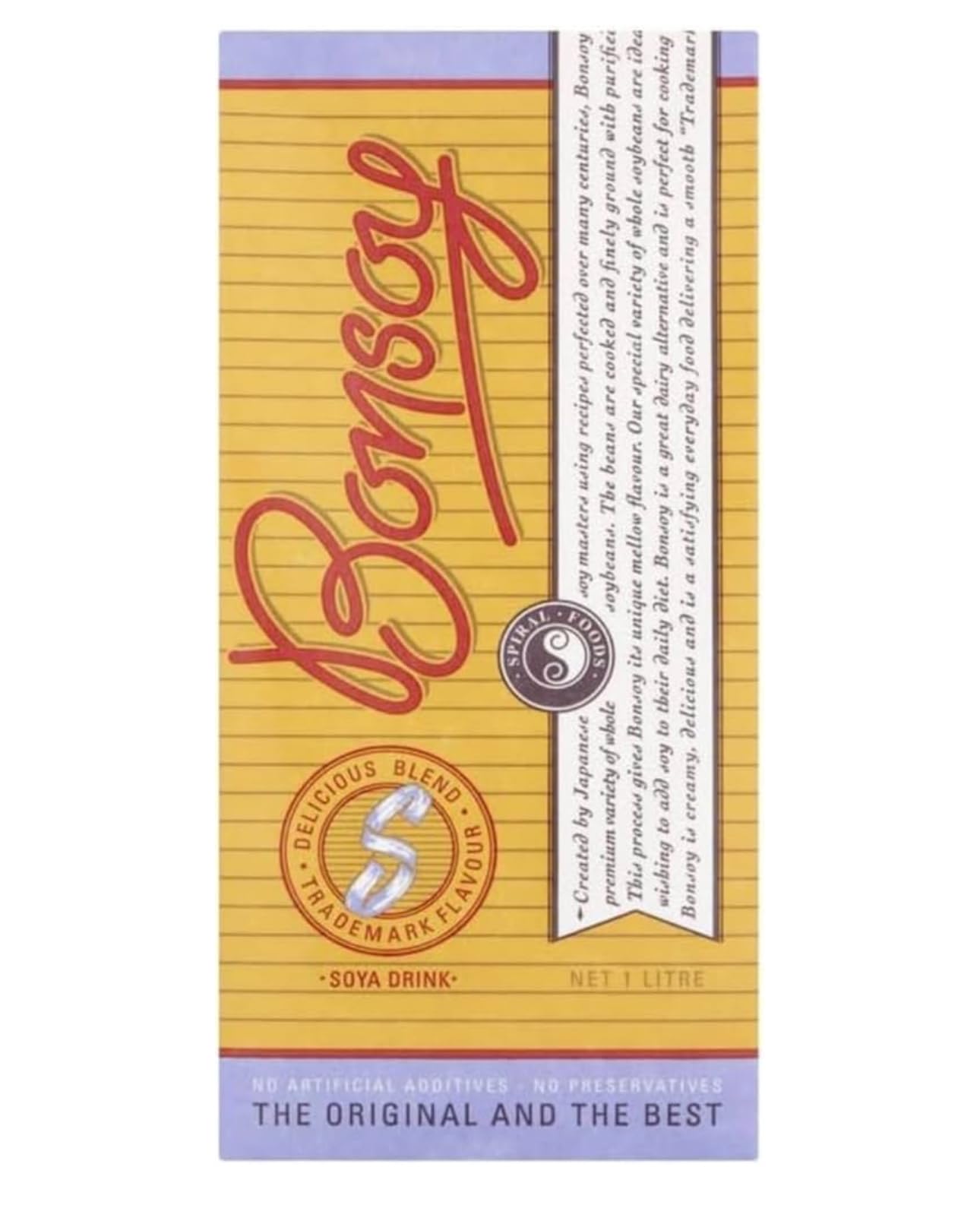 Bonsoy Soy Drink 1L (6 Pack) | Premium Dairy-Free & Lactose-Free Milk Alternative| No Added Cane Sugar, Low Fat & Low Cholesterol | Barista-Quality Soy Drink for Coffee, Cereal & Healthy Living