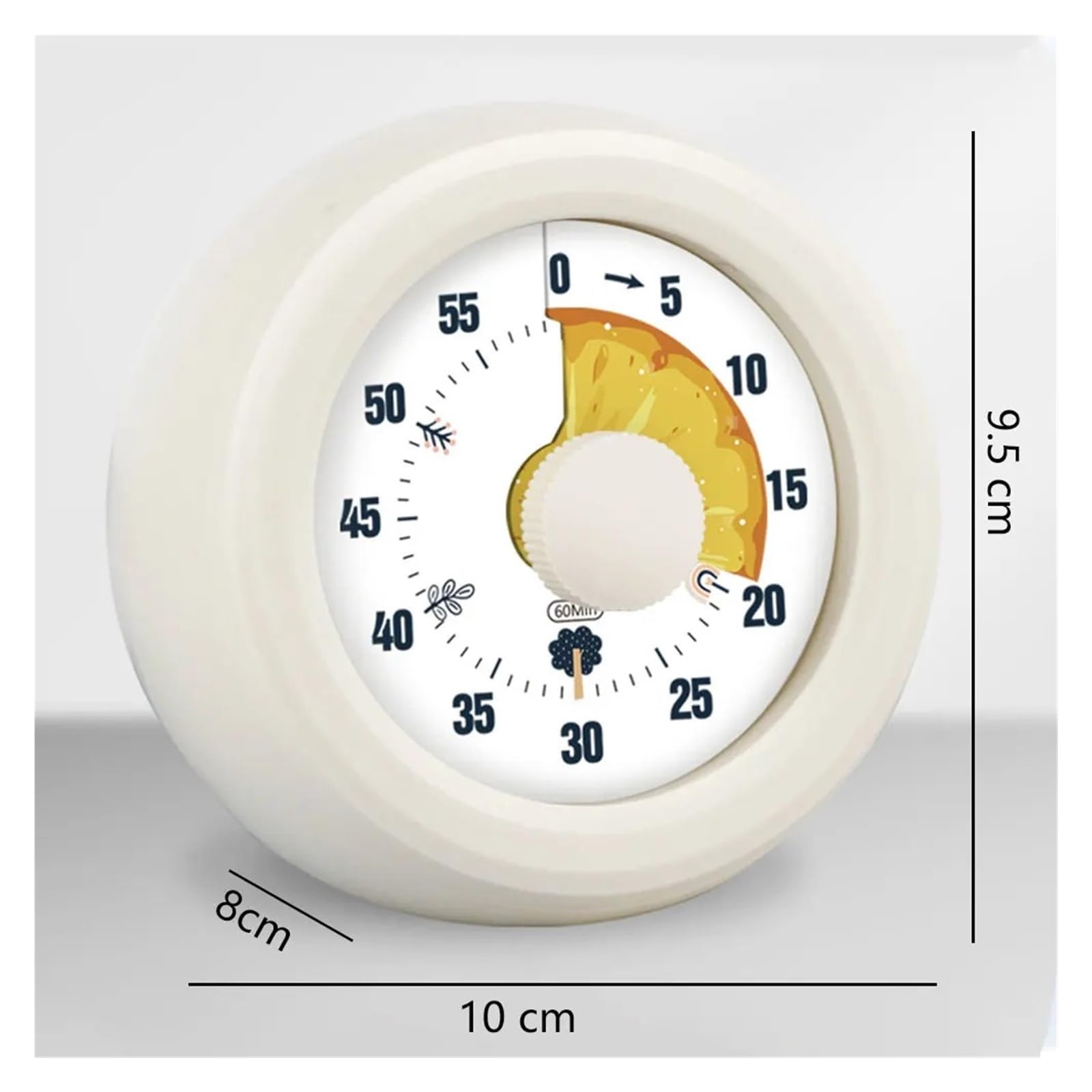 Temporizador Visual Redondo de 60 Minutos | Cronómetro de cuenta atrás de cocina(005 White)