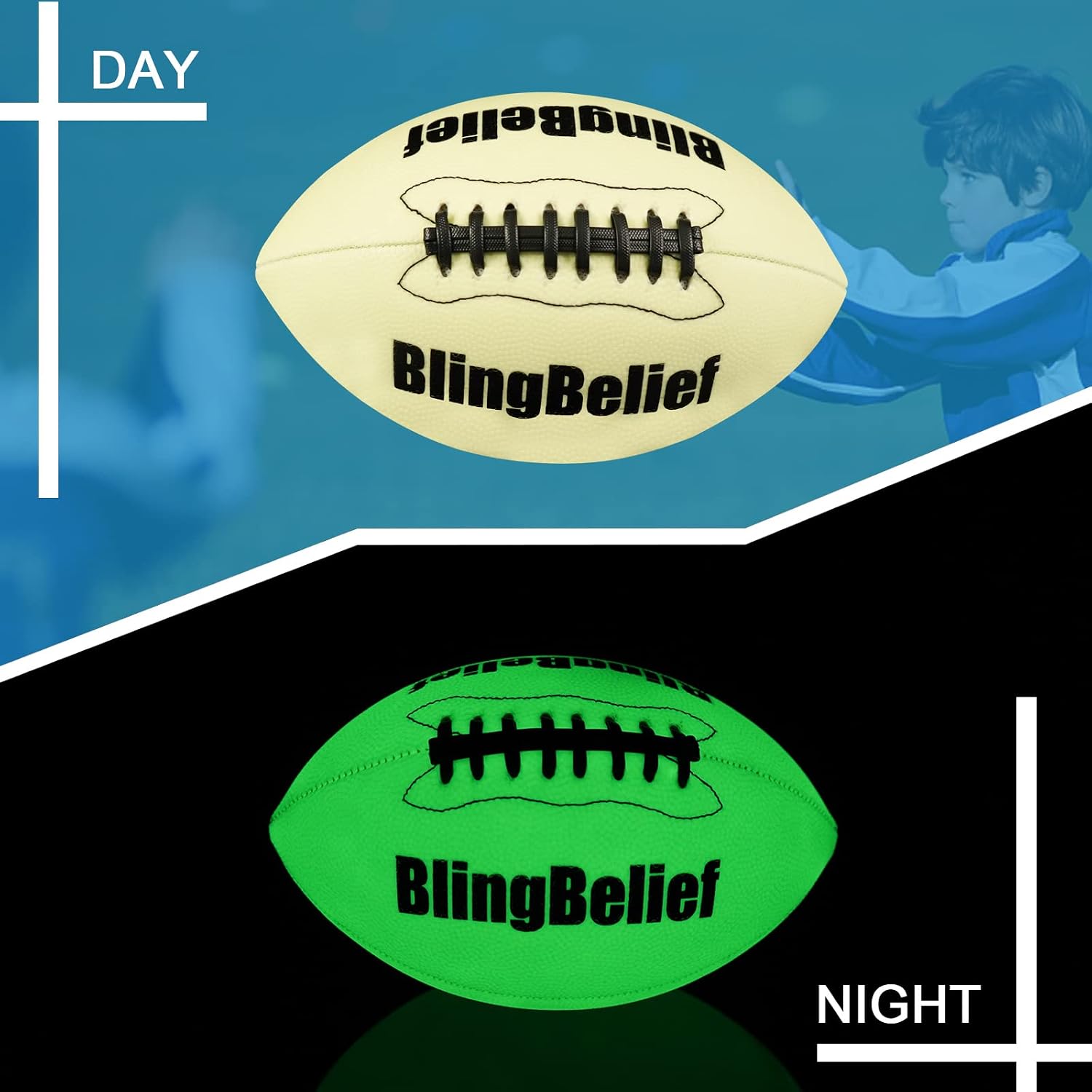 Super Bright Glow in The Dark Baseball,Soccer Ball,Volleyball,Football, Light Up Luminous Baseball, Official Size and Weight Football, Recreational Use Practice Volleyball