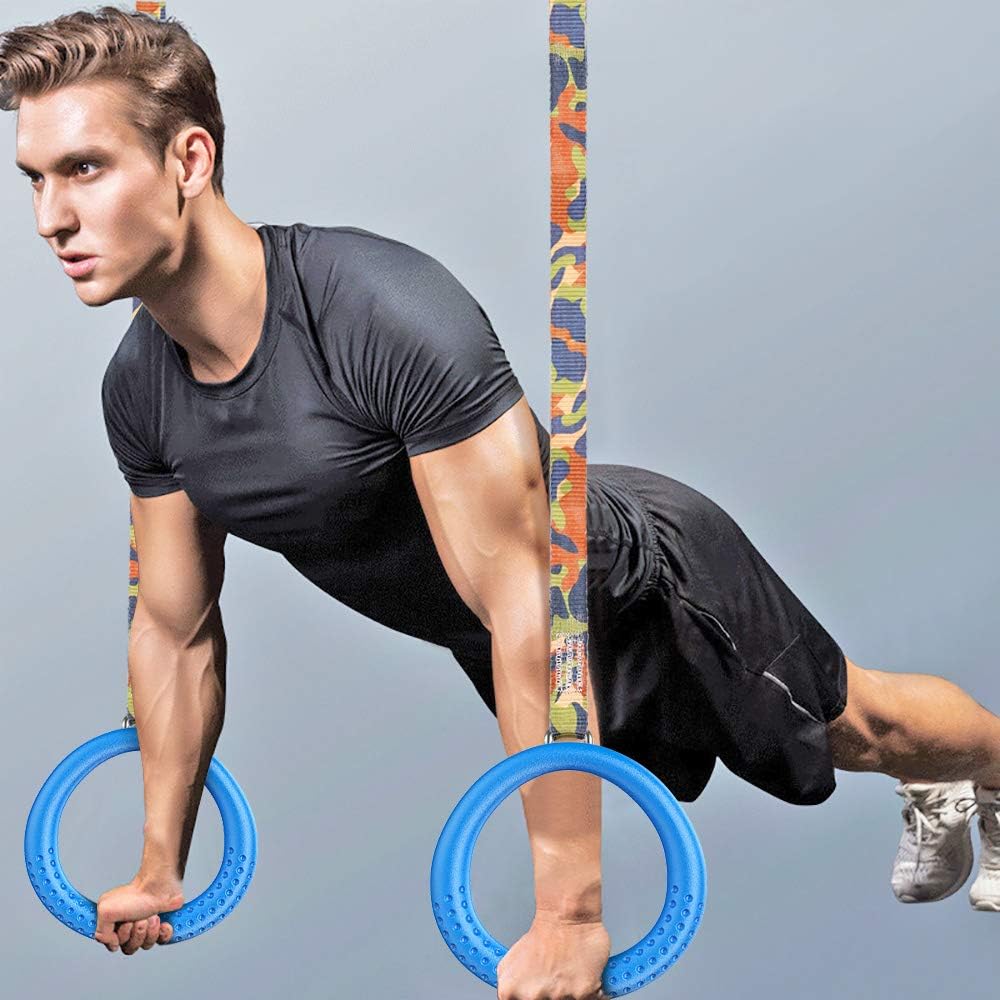 BeneLabel 2pc Ninja Rings with Adjustable Cam Buckle, Gymnastics Rings, utdoor for Ninja Line Swing Set Accessories Monkey Ring, Quick Install Carabiners, 14.5ft Straps, Blue : Toys & Games