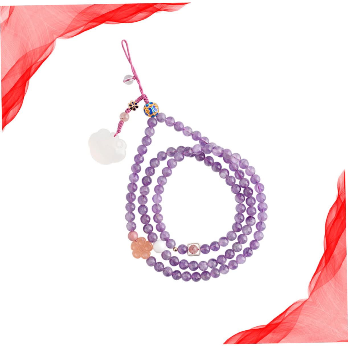 Cadena de Teléfono de Natural Correa de Cuello para Decorar Teléfonos Cuerda Colgante Violeta