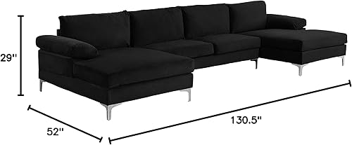 Miniatura 7 de Casa Andrea Milano Sofá seccional grande moderno de la forma de U de la tela del terciopelo, sofá doble extra ancho del salón de la calesa