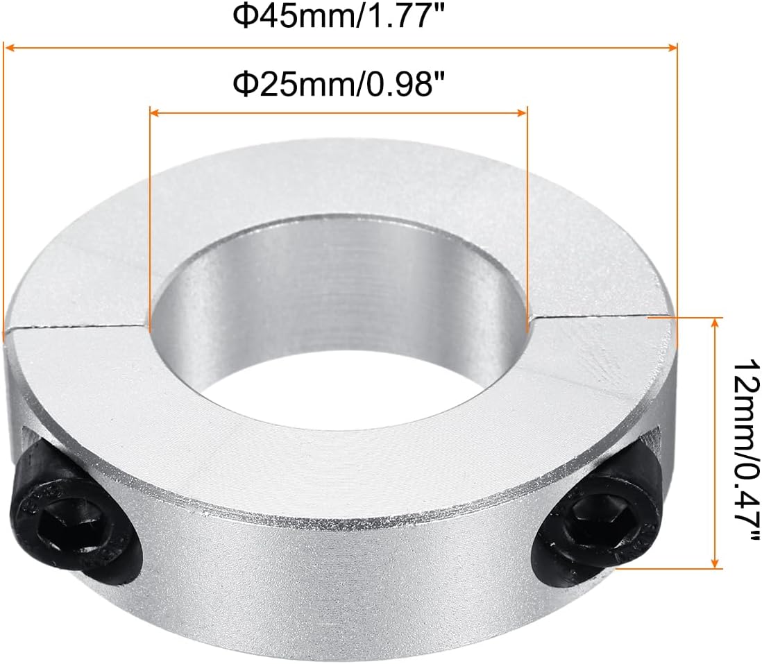 MECCANIXITY 4pcs Shaft Collar 25mm Bore 1 Inch Double Split Aluminum Clamping Collar Shaft Collars with Hexagon Wrench