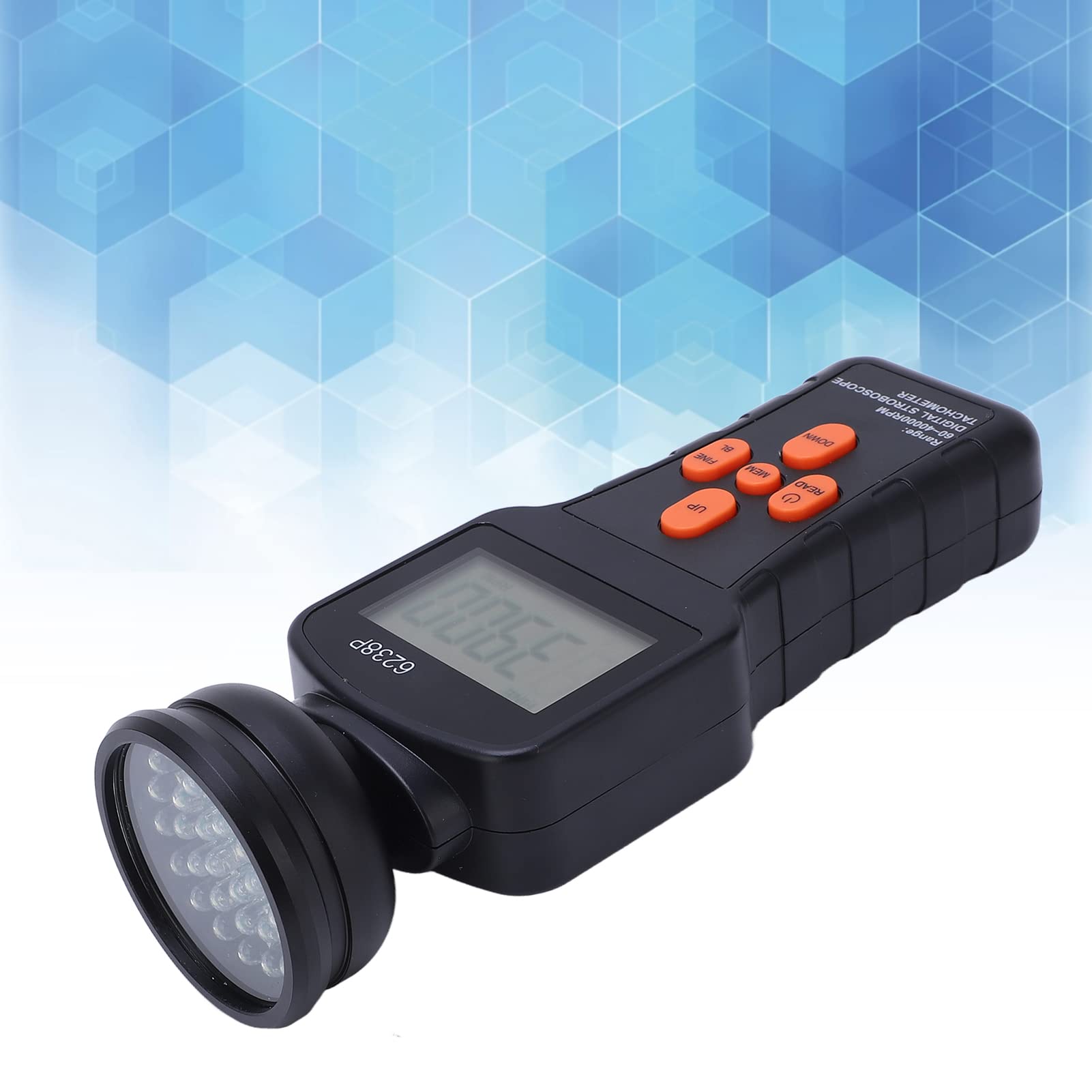 FTVOGUE Estroboscopio, Tacómetro Portátil LCD Grande de Mano, Tacómetro de Flash Digital de 60000 RPM para Motores y Maquinaria